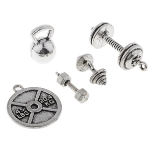 Tooyful 5 Types Alloy Fitness Gym Sports Equipments Charm Pendants Dangle Bead for DIY Jewelry Making and Crafting Accessories
