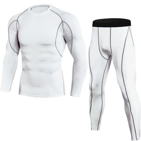 Men's Compression Running jogging Suits Clothes Sports Set Long t shirt And Pants Gym Fitness workout Tights clothing 2pcs/Sets