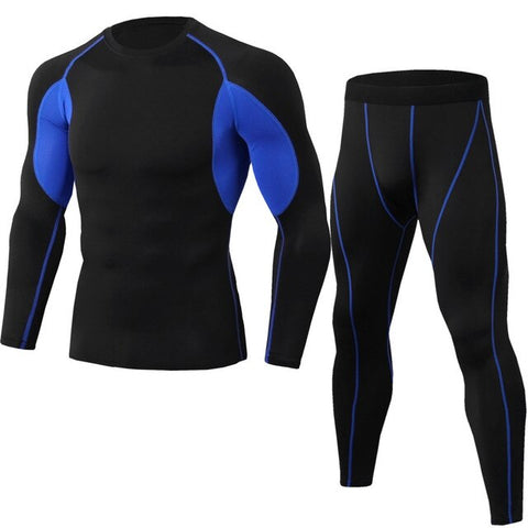 Men's Compression Running jogging Suits Clothes Sports Set Long t shirt And Pants Gym Fitness workout Tights clothing 2pcs/Sets