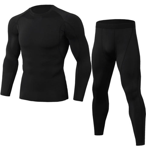 Men's Compression Running jogging Suits Clothes Sports Set Long t shirt And Pants Gym Fitness workout Tights clothing 2pcs/Sets