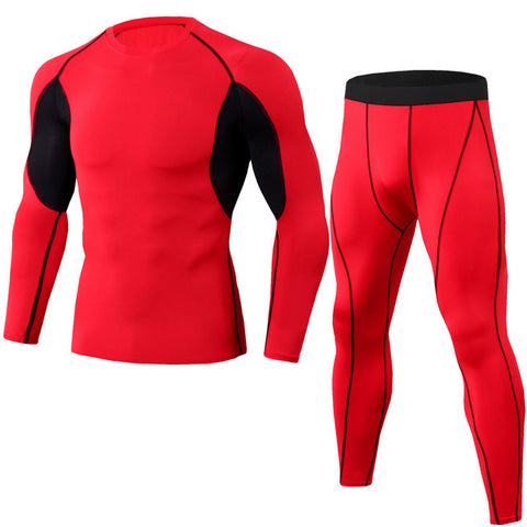 Men's Compression Running jogging Suits Clothes Sports Set Long t shirt And Pants Gym Fitness workout Tights clothing 2pcs/Sets