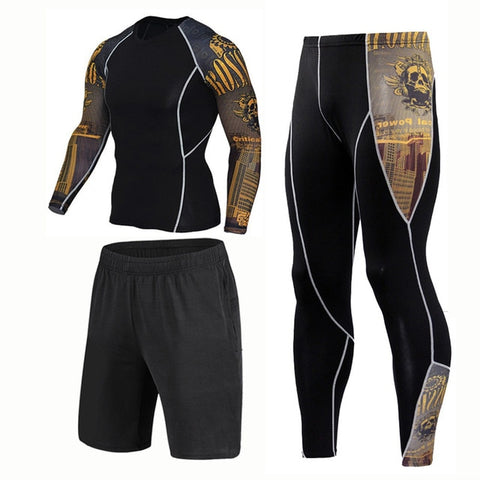 GYM Tights Sports Men's Compression Sportswear Suits training Clothes Suits workout jogging Sports clothing Tracksuit Dry Fit