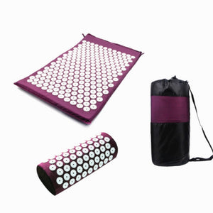Yoga Acupressure Mat Pillow Massager & Relaxation Acupuncture Mat w/Bag-Relieve Head Back Foot Pain Stress Tension