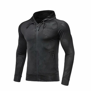 Men Camouflage Tops running jacket Sports fitness Long sleeves Hooded Tight Gym Soccer basketball Outdoor training Run Jogging