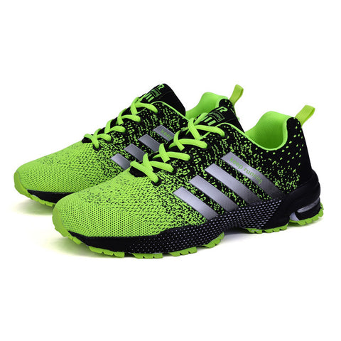 Big Size Green Breathable Cheap Running Shoes Men Flyknit Red Outdoor Marathon Sneakers Lightweight Keep Running Men Sport Shoes