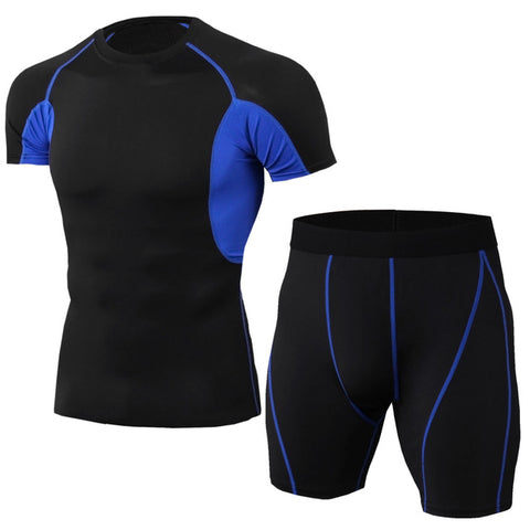 Men's Compression Running jogging Suits Clothes Sports Set Long t shirt And Pants Gym Fitness workout Tights clothing 2pcs/Sets