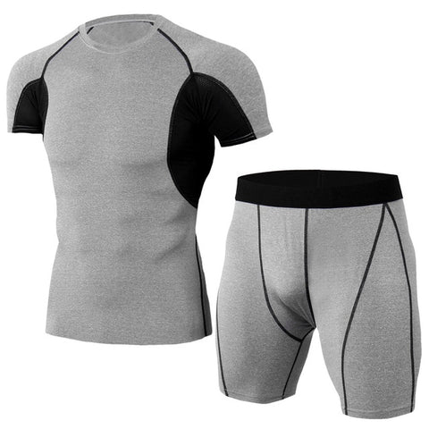 Men's Compression Running jogging Suits Clothes Sports Set Long t shirt And Pants Gym Fitness workout Tights clothing 2pcs/Sets