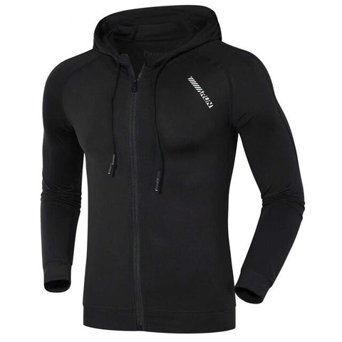 Elastic Tights Jacket Men Outdoor Fitness Sports Hooded Cardigan Running Windbreaker Quick-drying Coat