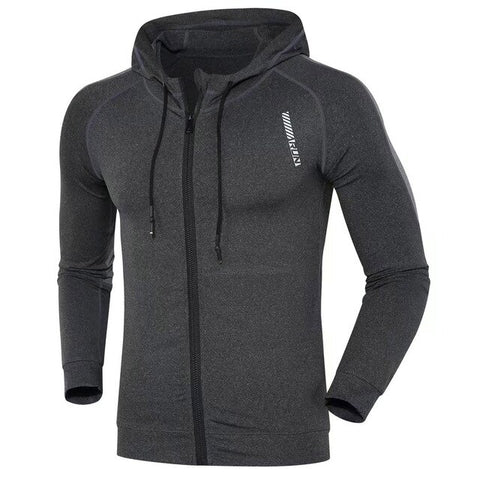 Elastic Tights Jacket Men Outdoor Fitness Sports Hooded Cardigan Running Windbreaker Quick-drying Coat