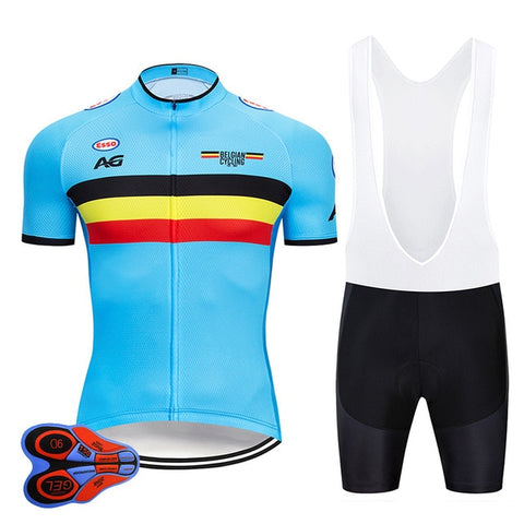 2020 Belgium Cycling Jersey 9D Bib Set MTB Bike Shorts Suit Ropa Ciclismo Mens Summer Quick Dry Bicycle Clothing Maillot Culotte