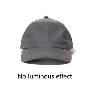 Outdoor Sports Reflective Luminous Night Running Cap Silver Grey Soft Fabric Duck Tongue Tide Club Hip Pop Style Baseball Hat