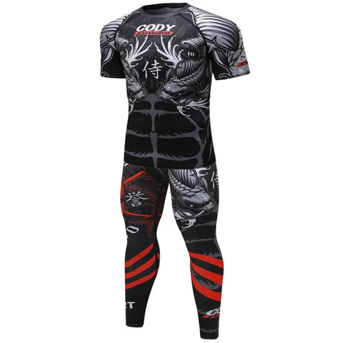 New Men Sports jiu jitsu bjj Suit Gym Fitness Compression Clothes Running Jogging Sport Wear Exercise Workout Rashguard Tights