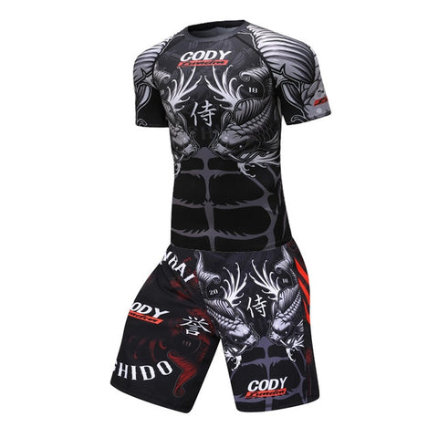 New Men Sports jiu jitsu bjj Suit Gym Fitness Compression Clothes Running Jogging Sport Wear Exercise Workout Rashguard Tights