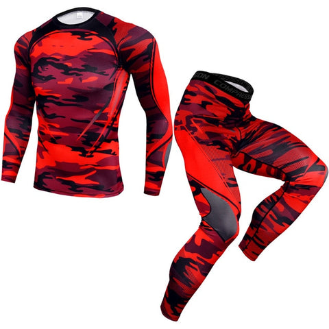 2019 New 2Pcs/Set Men's Tracksuit Sports Suit Gym Fitness Compression Clothes Running Jogging Sport Wear Exercise Workout Tights