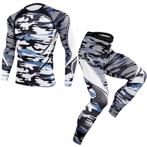 2019 New 2Pcs/Set Men's Tracksuit Sports Suit Gym Fitness Compression Clothes Running Jogging Sport Wear Exercise Workout Tights