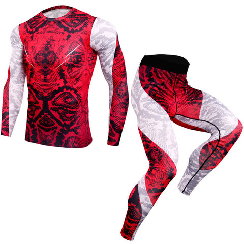 2019 New 2Pcs/Set Men's Tracksuit Sports Suit Gym Fitness Compression Clothes Running Jogging Sport Wear Exercise Workout Tights