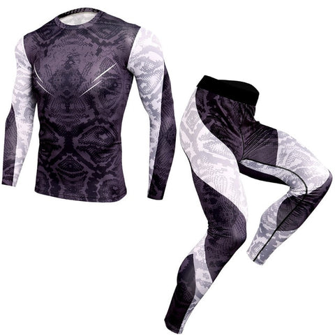 2019 New 2Pcs/Set Men's Tracksuit Sports Suit Gym Fitness Compression Clothes Running Jogging Sport Wear Exercise Workout Tights