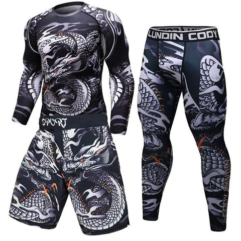 Brand New Men Tracksuit Sports Suit Gym Fitness Compression Clothes Running Jogging Sport Wear Exercise Workout Rashguard Tights