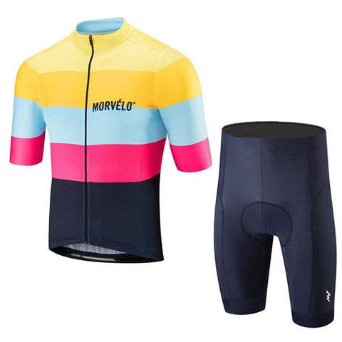 Cycling Jersey 2019 MORVELO Maillot Ropa Ciclismo Hombre Team Bike Clothing Quick-dry Short Sleeve Set MTB Bicycle Clothes 9D GE