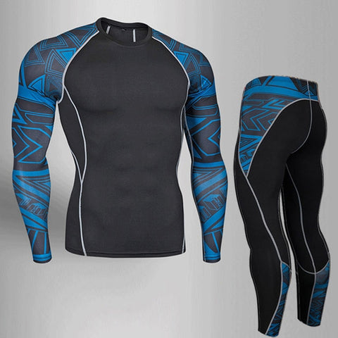 2pcs / set Men's Workout Sports Suit Gym Fitness Compression Clothes Running Jogging Sport Wear Exercise Workout Tights