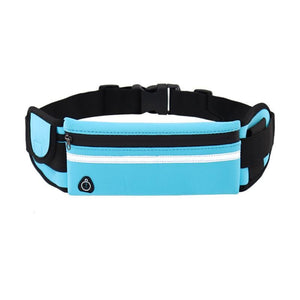 Running Waist Bags Waterproof Phone Container Jogging Hiking Gym Fitness Bag 3 pocket Reflective Strip Design Running Belt Waist