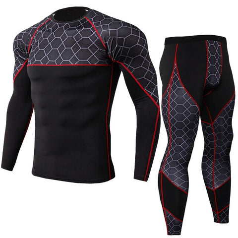 Men's Running Set 2Pcs/Sets Men Sportswear Compression Sports Suit Clothes Running Jogging Sport Wear Exercise Workout Tights