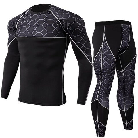 Men's Running Set 2Pcs/Sets Men Sportswear Compression Sports Suit Clothes Running Jogging Sport Wear Exercise Workout Tights