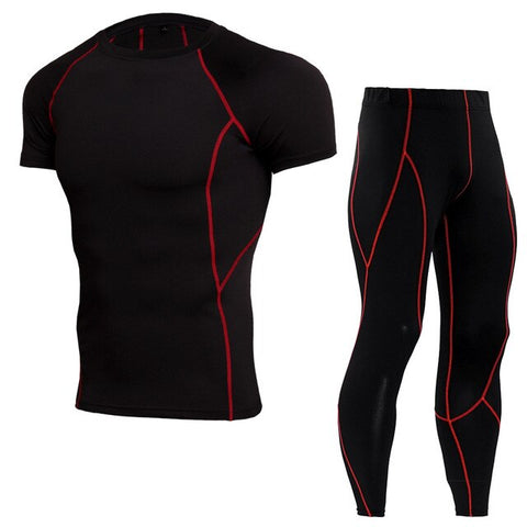 Men's Running Set 2Pcs/Sets Men Sportswear Compression Sports Suit Clothes Running Jogging Sport Wear Exercise Workout Tights