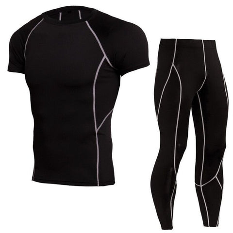 Men's Running Set 2Pcs/Sets Men Sportswear Compression Sports Suit Clothes Running Jogging Sport Wear Exercise Workout Tights