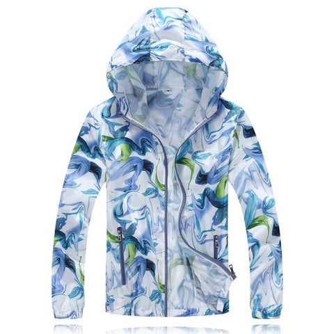 One Piece Ultrathin Gradient Print Running Jackets For unisex Thin Skin Sports Jacket Hooded Cardigan Quick Dry Sun Protection