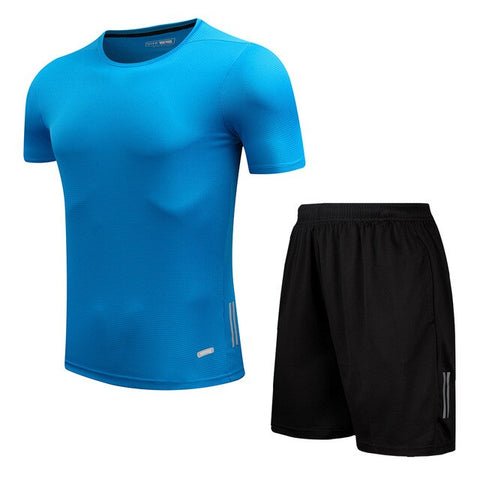 2pcs / set male workout gym fitness badminton sports suit clothes running jogging sport wear exercise workout set