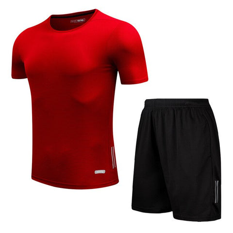 2pcs / set male workout gym fitness badminton sports suit clothes running jogging sport wear exercise workout set