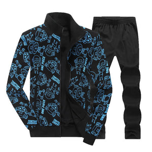Sports Suit Keep Warm Running Suit Printing Running Jogging Sets Sport Gym Clothes Men's Winter Men Large Size L-8XL Zipper