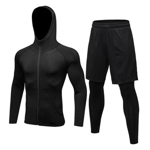 2 unids/set traje deportivo de primavera para hombres, ropa de compresión para gimnasio, Fitness, correr, correr, ropa deportiva, entrenamiento, chándales, pantalones ajustados falsos