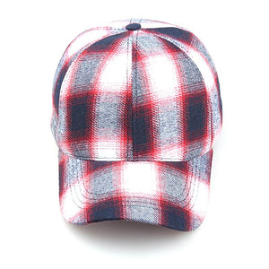 Women Men Plaid Cotton Peaked Hat Baseball Cap Headwear Outdoor Sports Wear With Adjustable Back Closure