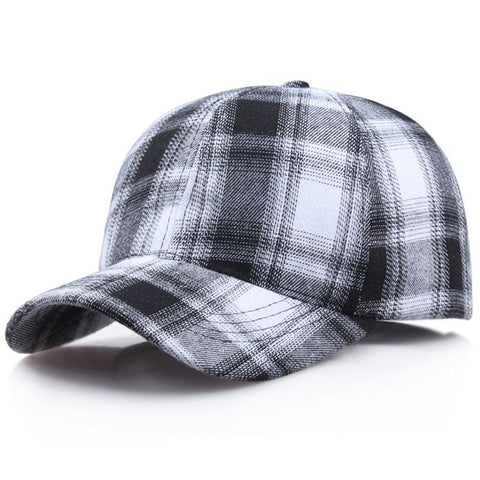 Women Men Plaid Cotton Peaked Hat Baseball Cap Headwear Outdoor Sports Wear With Adjustable Back Closure