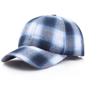 Women Men Plaid Cotton Peaked Hat Baseball Cap Headwear Outdoor Sports Wear With Adjustable Back Closure