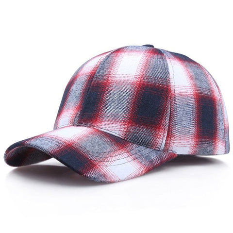 Women Men Plaid Cotton Peaked Hat Baseball Cap Headwear Outdoor Sports Wear With Adjustable Back Closure