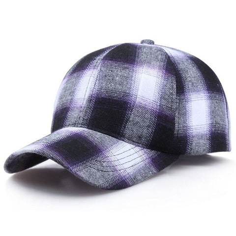 Women Men Plaid Cotton Peaked Hat Baseball Cap Headwear Outdoor Sports Wear With Adjustable Back Closure