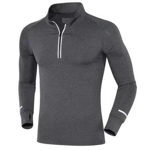 Men Running T Shirts Long Sleeves Outdoor Basketball soccer Training fitness Jersey zipper Breathable Jacket Sports Clothing