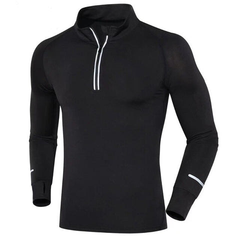 Men Running T Shirts Long Sleeves Outdoor Basketball soccer Training fitness Jersey zipper Breathable Jacket Sports Clothing