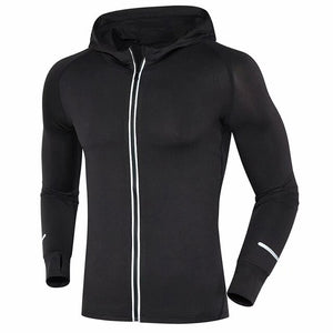 Men Running T Shirts Long Sleeves Outdoor Basketball soccer Training fitness Jersey zipper Breathable Jacket Sports Clothing