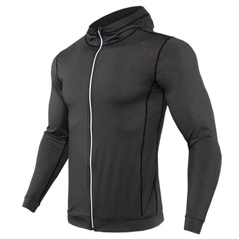 2018 Running hooded Jacket Men Breathable Quick-Drying Running Jersey Coat Outdoor Sports Hiking Hooded Sport Top