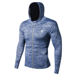 2020 New Brand Men Hooded Windproof Zipper Running Jacket Men Long Sleeves Outdoor Sports GYM Fitness Trainining Sportswear