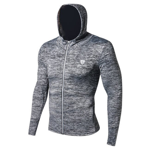 2020 New Brand Men Hooded Windproof Zipper Running Jacket Men Long Sleeves Outdoor Sports GYM Fitness Trainining Sportswear