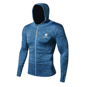 2020 New Brand Men Hooded Windproof Zipper Running Jacket Men Long Sleeves Outdoor Sports GYM Fitness Trainining Sportswear