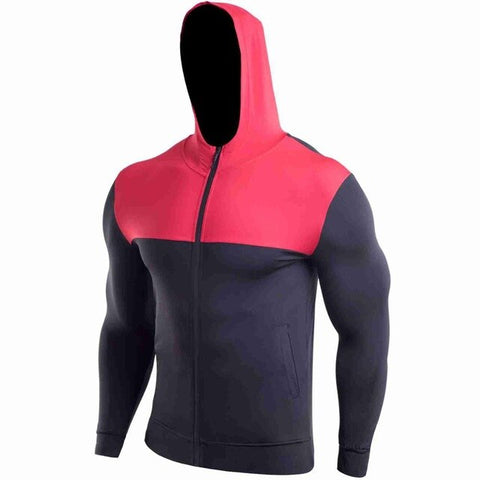 Sports Jacket Men's Autumn and Winter Black Stretch Quick-drying Fitness Clothes Training Outdoor Zipper Hooded Sweat Suit