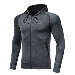 Men Camouflage Tops Running Jacket Sports Fitness Long Sleeves Hooded Tight Gym Soccer Basketball Outdoor Training Run Jogging