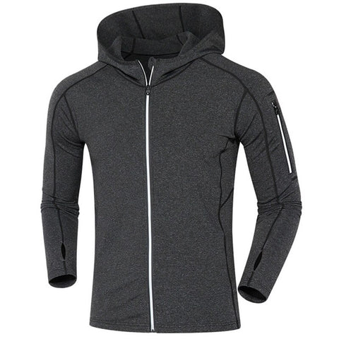 Warm With Velvet Men's Running Jacket Sports fitness Long sleeves Hooded Jackets Outdoor Training Run Jogging Clothing Sporswear