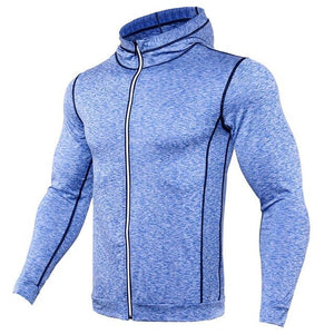 2019 New Men's Quick Dry Running Jackets Fitness Sports Coat Hooded Gym Soccer Training Run Jogging Jackets Reflective Zipper